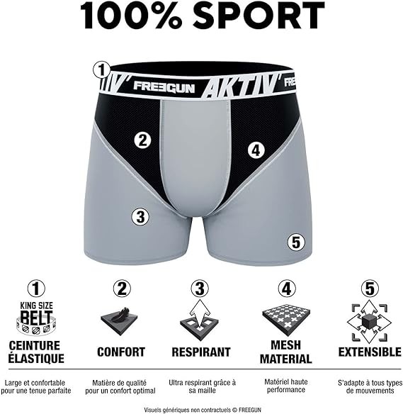 Freegun Pack 2 Boxers Homme Sport AKTIV Noir Vert Freegun Pack 2 Boxers Homme Sport AKTIV Noir Vert
