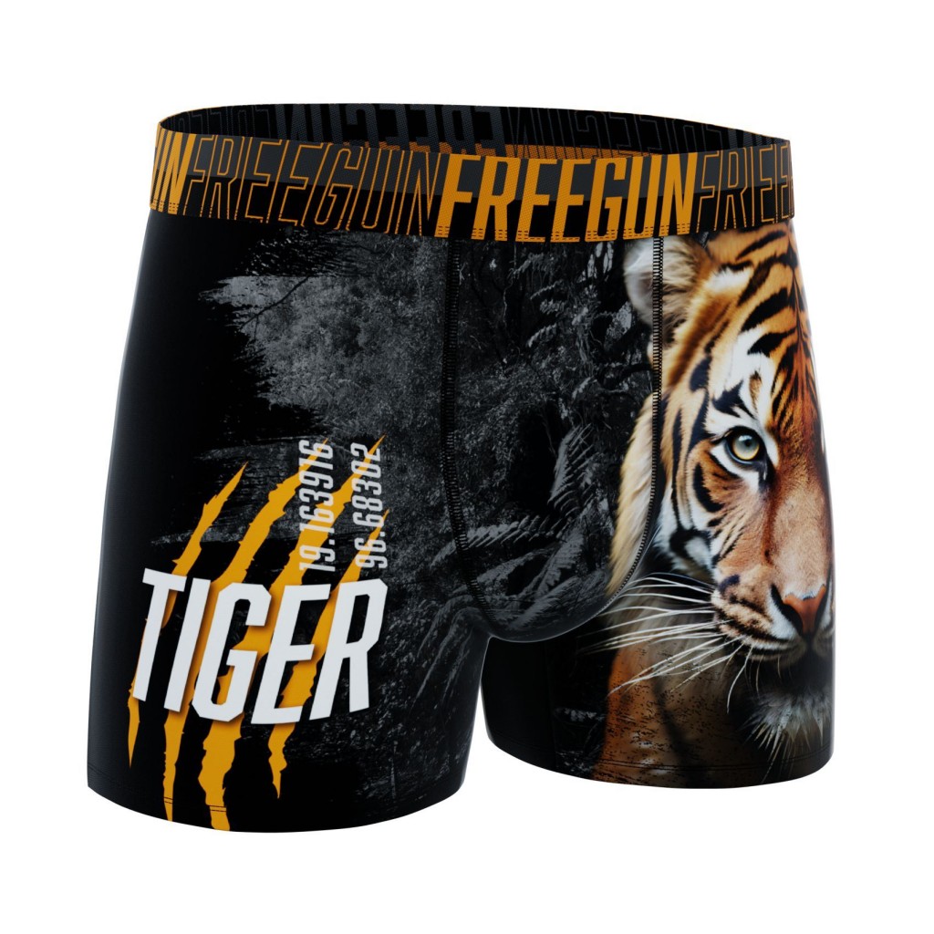 FREEGUN Boxer Homme Premium en Microfibre Animaux Tigre