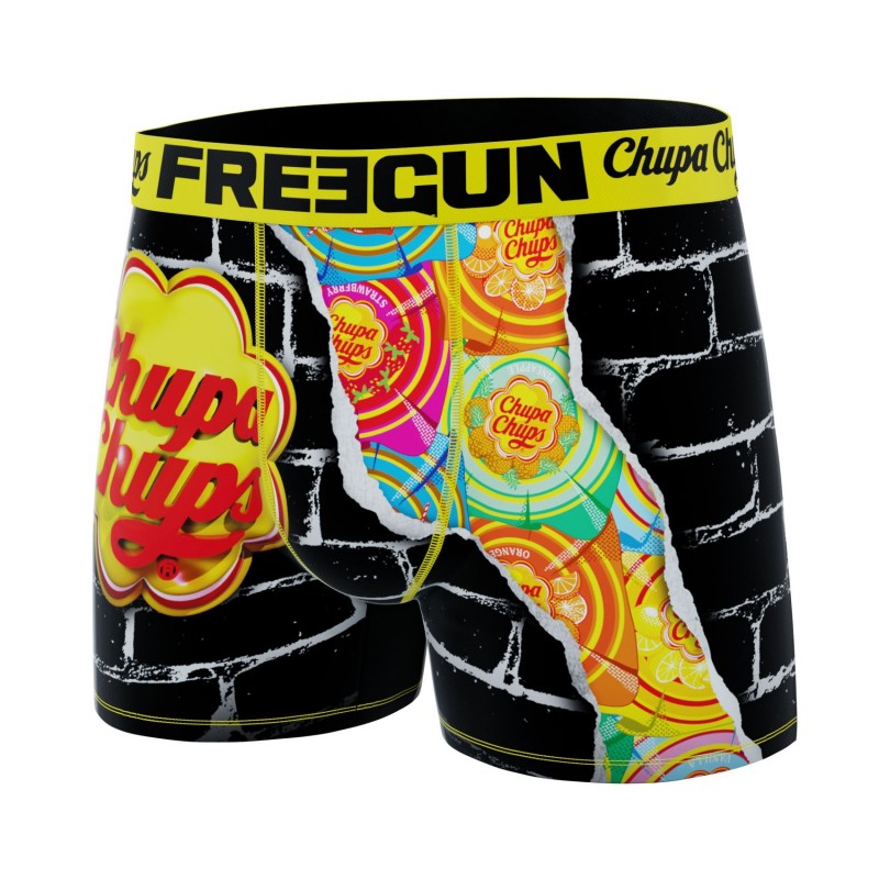 FREEGUN Boxer Homme Microfibre Chupa Chups Sucette Candy - Licence Officielle