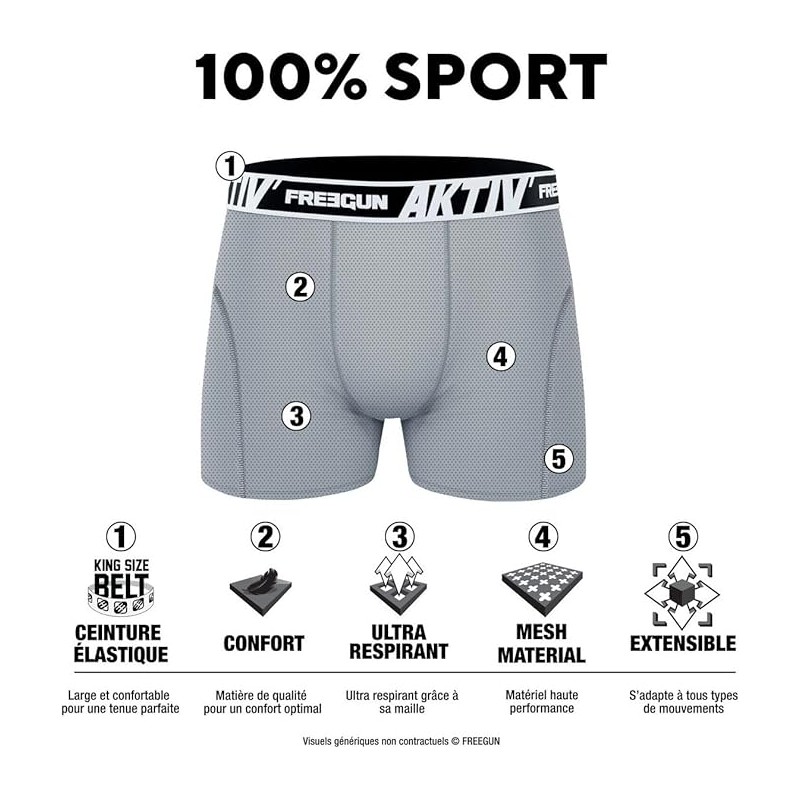 FREEGUN Boxer Homme AKTIV Cale on Homme Sport Lot De 4 Ultra 3d freegun-boxer-homme-aktiv-cale-on-homme-sport-lot-de-4-ultra-3d