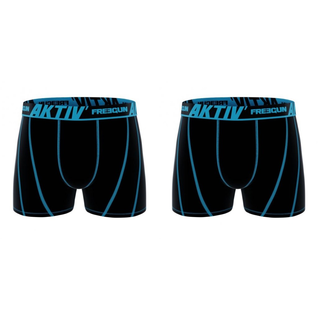 FREEGUN Boxer Homme AKTIV, Caleçon Homme Sport, (Lot de 4), Noir, Bleu, Jaune,