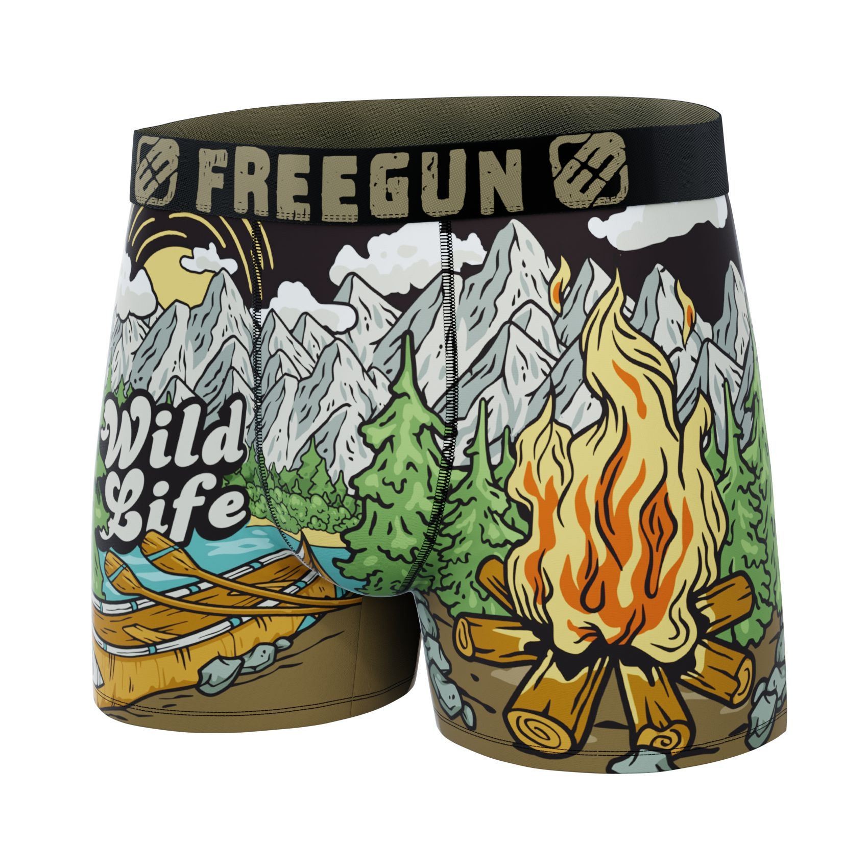 FREEGUN Boxer Homme Wild Life Vie Sauvage Montagne