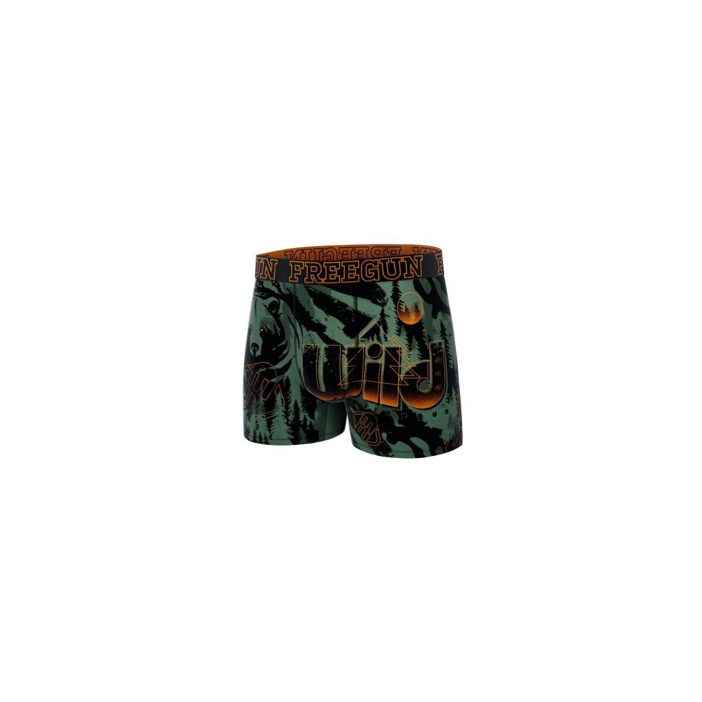 FREEGUN Boxer Microfibre Garçon Sauvage Nature Ours