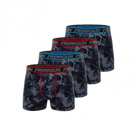 Boxer Homme Coton, Caleçon Homme Camouflage, Stretch & Respirant (Lot de 4)