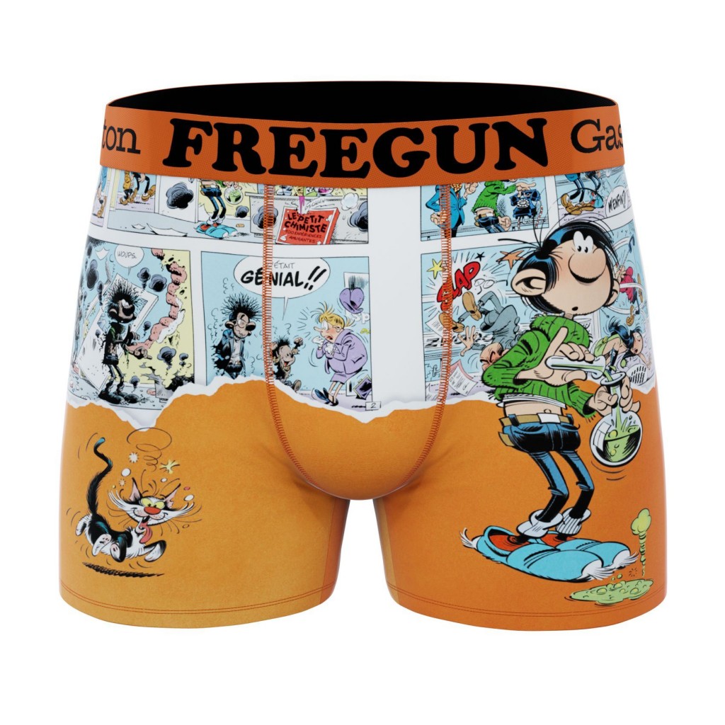 FREEGUN Boxer Microfibre Gaston Lagaffe Bande Dessinée Orange