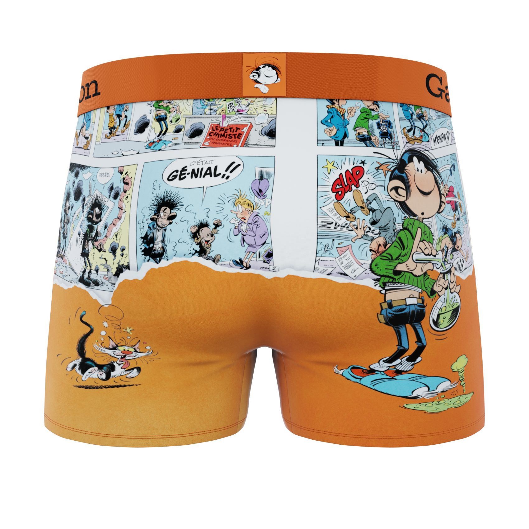 FREEGUN Boxer Microfibre Gaston Lagaffe Bande Dessinée Orange FREEGUN Boxer Microfibre Gaston Lagaffe Bande Dessinée Orange