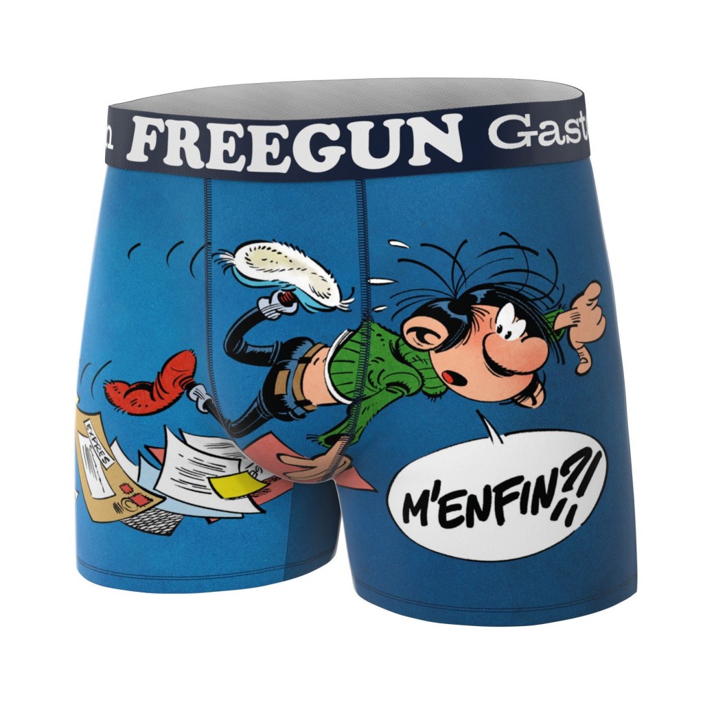 FREEGUN Boxer Microfibre Gaston Lagaffe Bande Dessinée Bleu