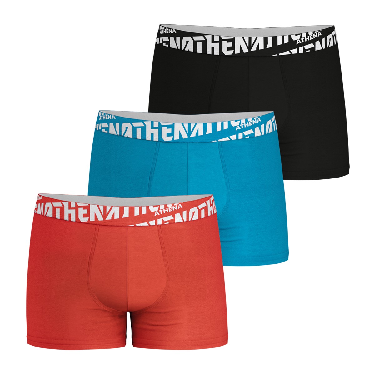 ATHENA - Lot de 3 boxers Homme easy sport Coton Noir Rouge Bleu