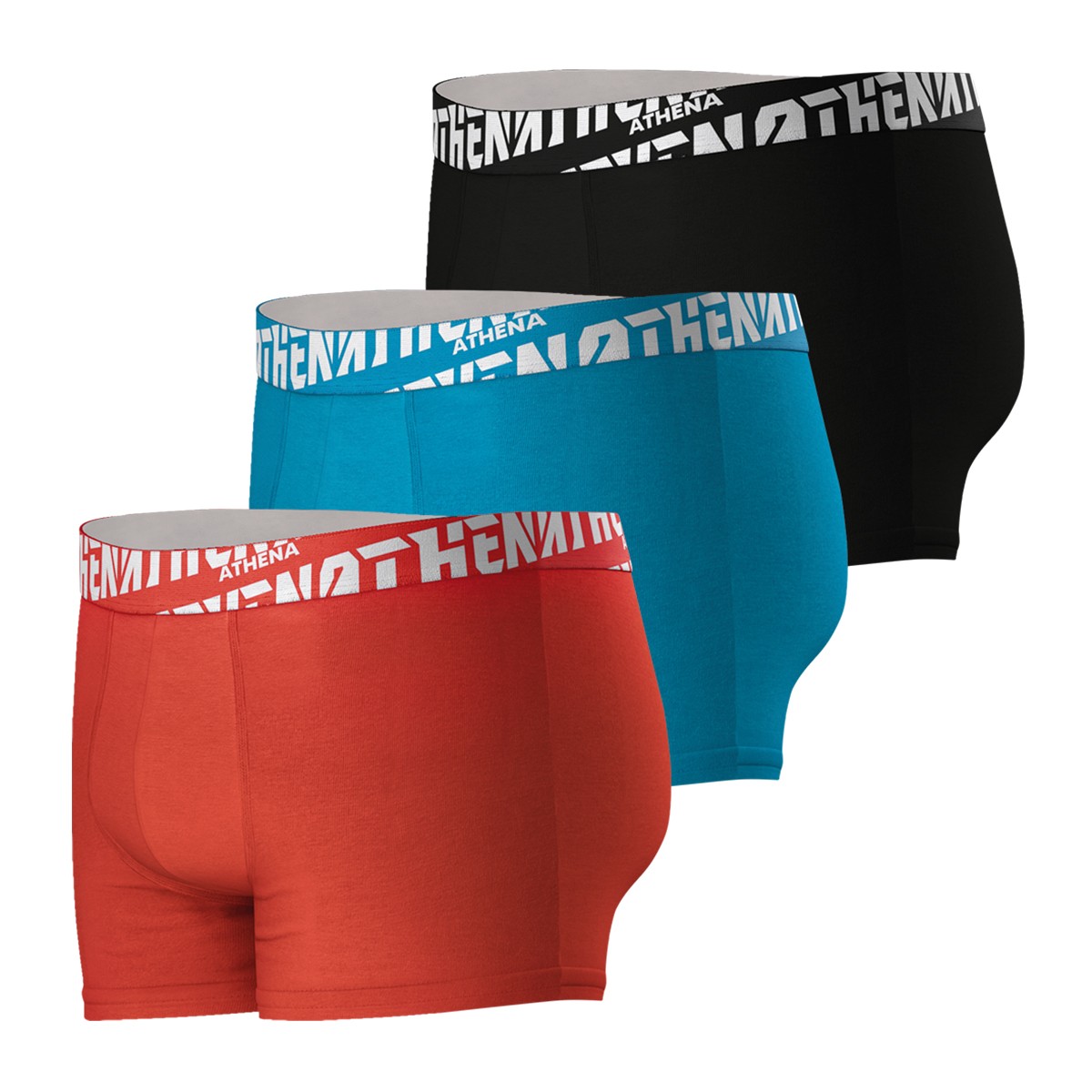 ATHENA - Lot de 3 boxers Homme easy sport Coton Noir Rouge Bleu ATHENA - Lot de 3 boxers Homme easy sport Coton Noir Rouge Bleu