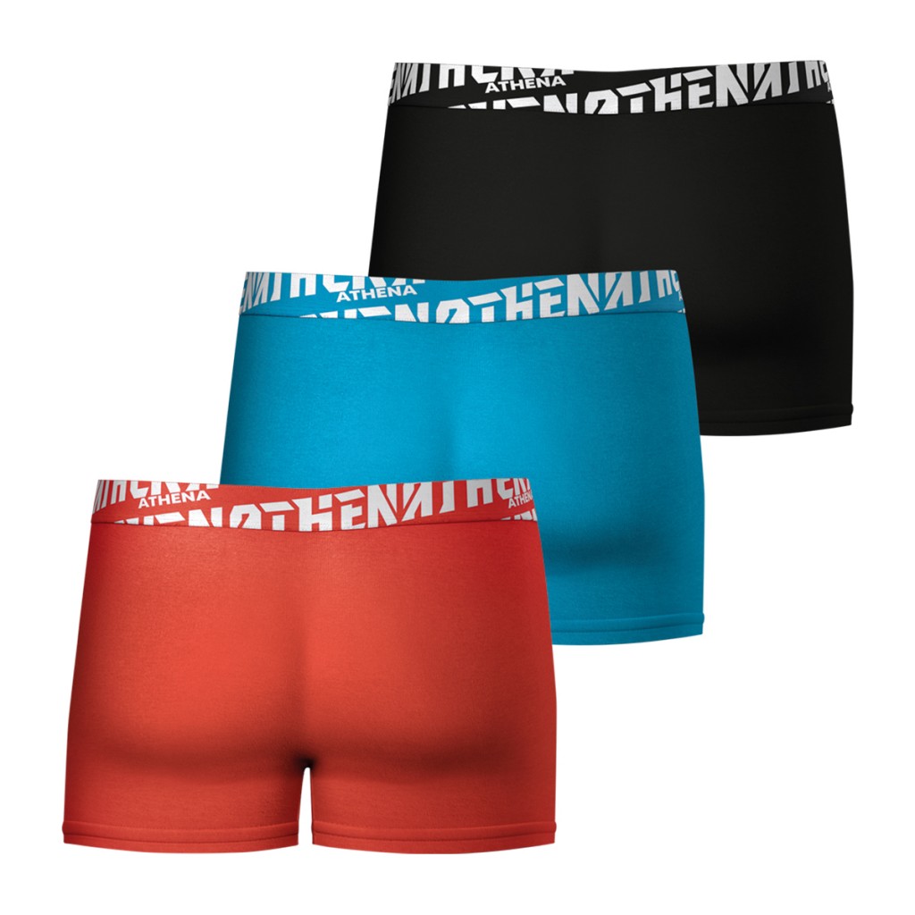 ATHENA - Lot de 3 boxers Homme easy sport Coton Noir Rouge Bleu