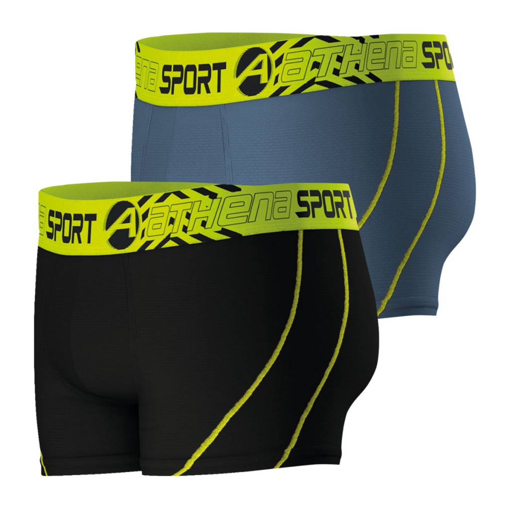 Athena - Lot de 2 Boxers Homme Air Performance Athena Noir Gris