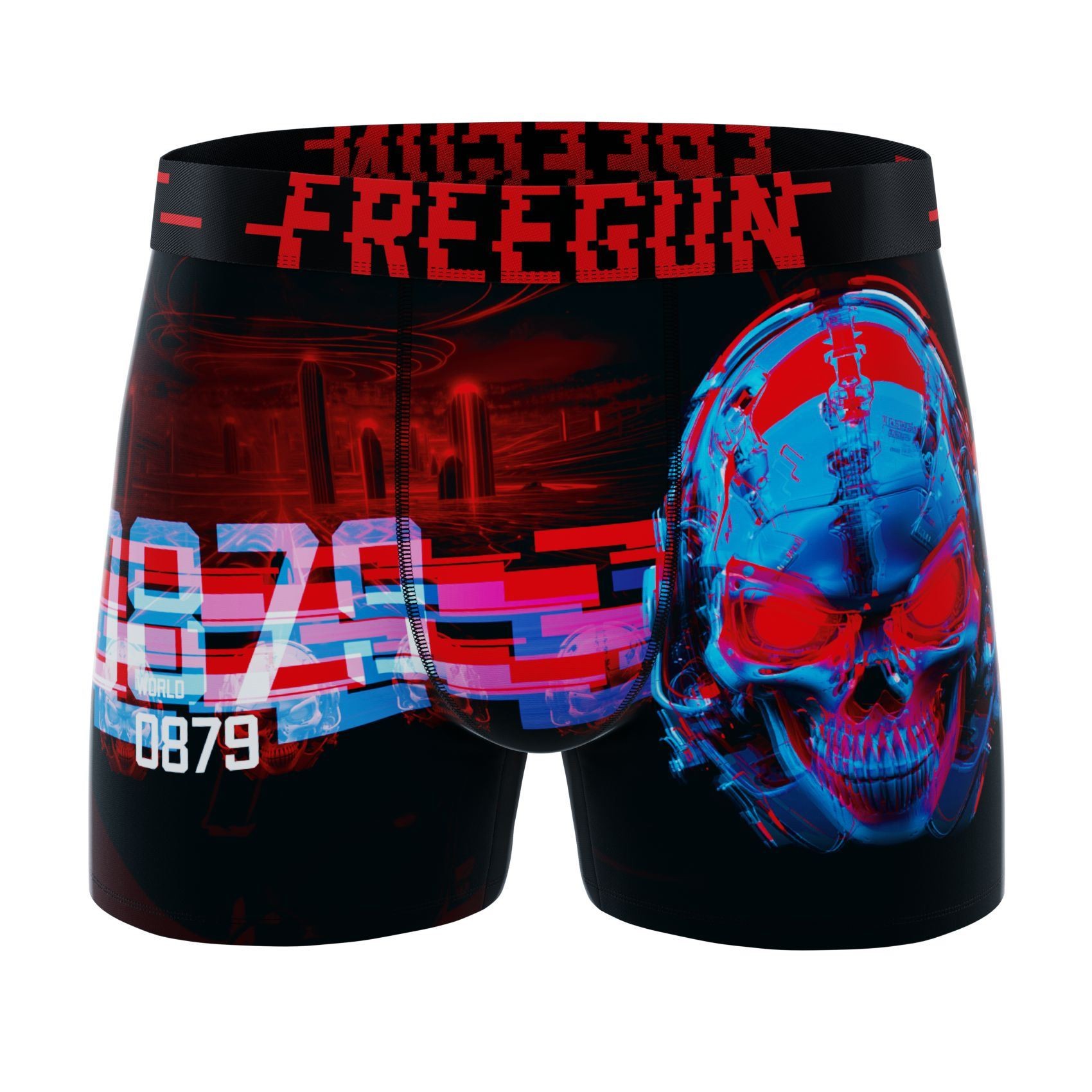 FREEGUN Boxer Microfibre Caleçon Homme Tête de Mort