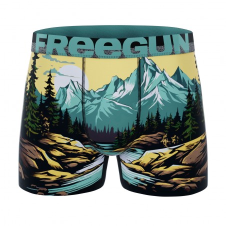 FREEGUN Boxer Homme Caleçon Montagne Riviere Forêt