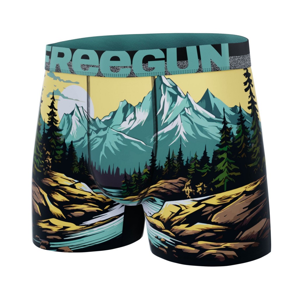 FREEGUN Boxer Homme Caleçon Montagne Riviere Forêt