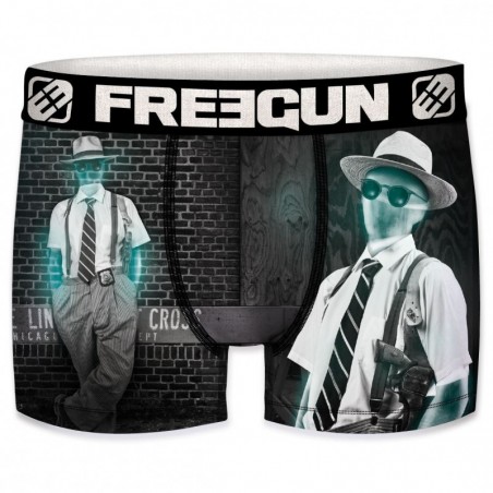 FREEGUN Boxer Noir Blanc Homme Mr Invisible
