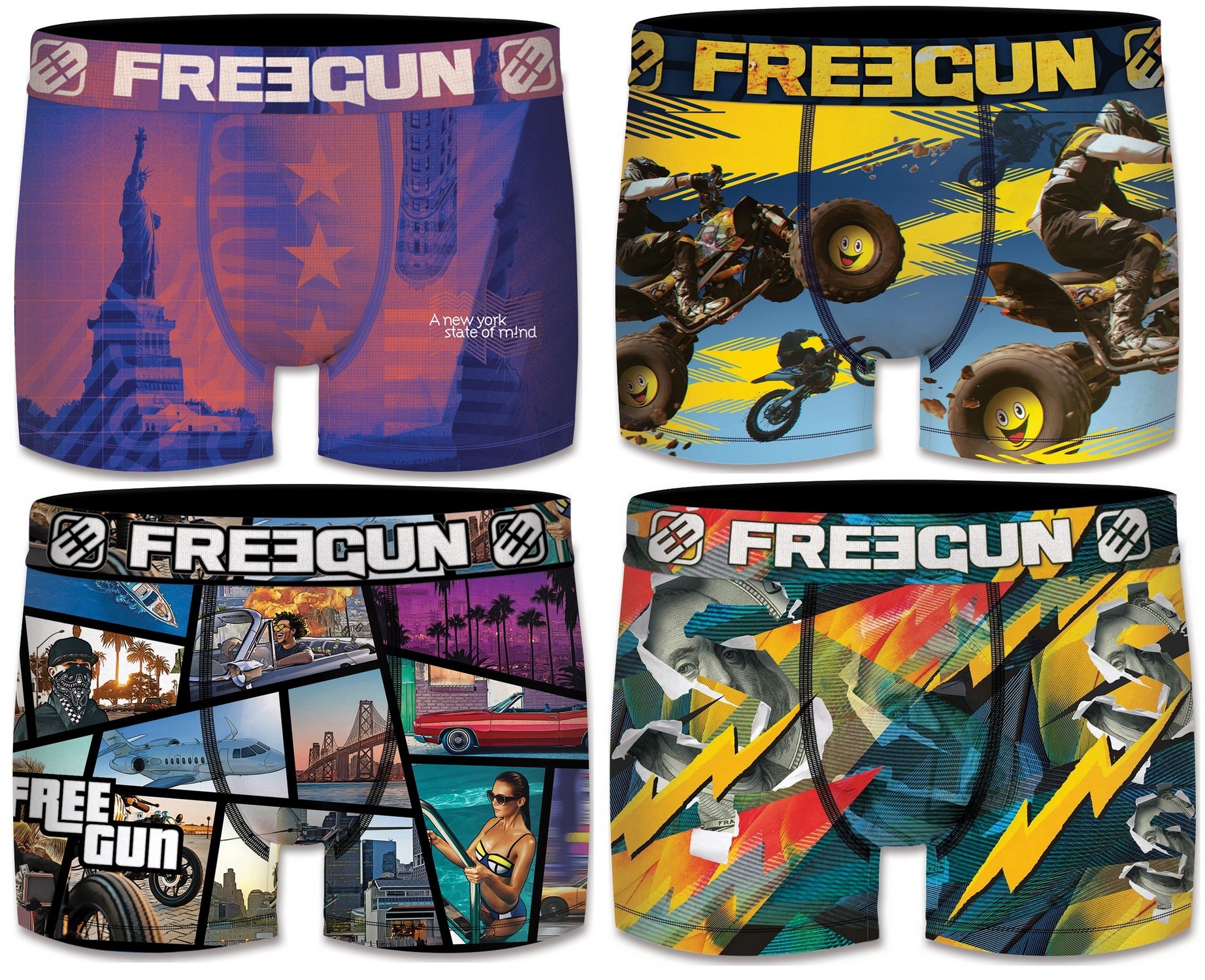 FREEGUN Lot 4 Boxers...